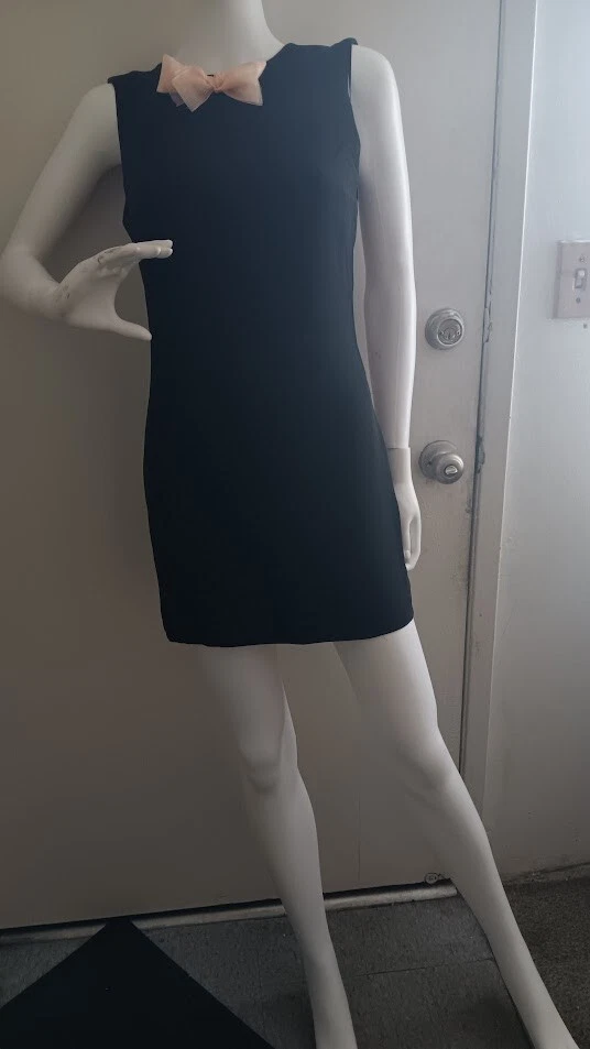 Mini robe Gucci noire en soie avec nœuds roses doux US taille 6 Made in Italy