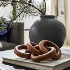 NWT Threshold x Studio McGee  2.5" x 17" Teak Wood Chain Home Decor Table Shelf