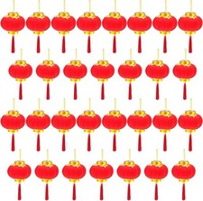 30 Pieces Red Chinese Lanterns Mini Decorative Lucky Hanging...