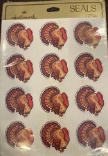 New Hallmark Stickers 48 Pressure Sensitive Decorative Seals Turkey Holiday VTG