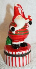 Christmas Ornament Santa Hinged Trinket Box Ornament Porcelain Handpaint D