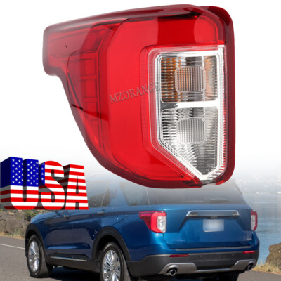 Left Driver Side LED Tail Light Assembly For 2020-2023 Ford Explorer - Black Housing, Red Lens
