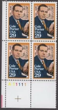 Scott # 2550 - US Plate Block Of 4 - Cole Porter - MNH - 1991