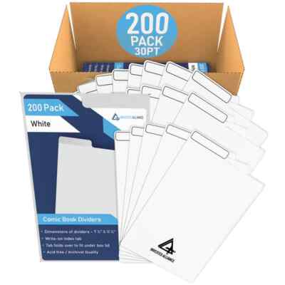 200 White Comic Book Dividers, Comic Box Divider with Index Tab