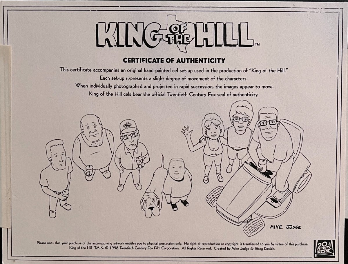 KING OF THE HILL Production Cel 20th Century Fox Mike Judge Art 11