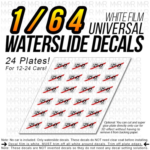 1/64 Scale LICENSE PLATE Custom White Toner Universal WaterSlide Decal for Hot - Picture 9 of 12