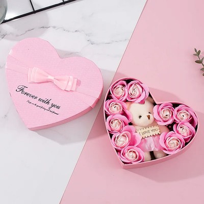 Rose Bär Seife Blume Geschenkbox Valentinstag Romantisches Geschenk für sie Deko..