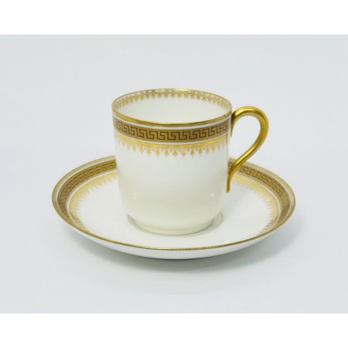 Juego de tazas y platillos D&C Limoges Demitasse adorno dorado crema blanco Francia - Imagen 2 de 8
