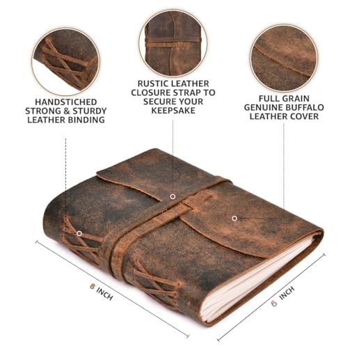 Leather Village Vintage Leather Journal A5 8x6 inch Brown 240 Pages Lined