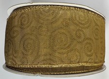 Traditions Wired Edge Ribbon 2 1/2 in. Wide 50 Yards Gold Swirls