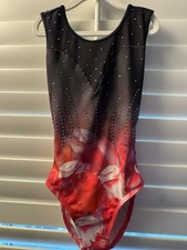 Garland leotard GYMNASTICS DANCE size adult extra small AXS PINK BLACK roses