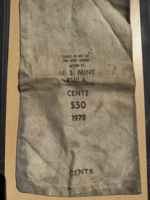 VINTAGE CLOTH BAG FROM THE U.S MINT PHILA 1978 CENT BAG