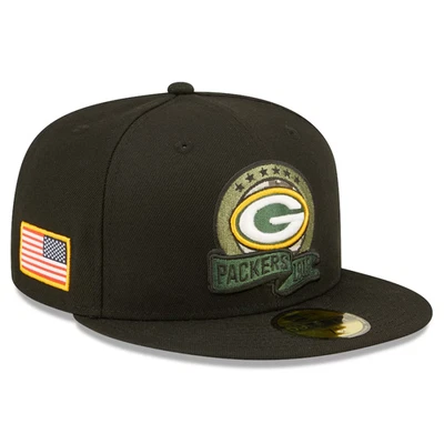 Green Bay Packers Cap Erwachsene NFL New Era Schwarz Fitted Mütze - Neu