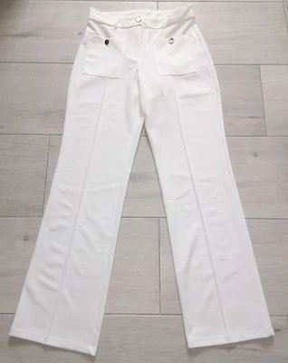 Pantalon blanc femme coupe large taille M marque Gémo - Photo 1/4