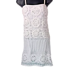 Coquette Whimsical Y2K VTG Crochet Dress White Strap Mini Dress Small