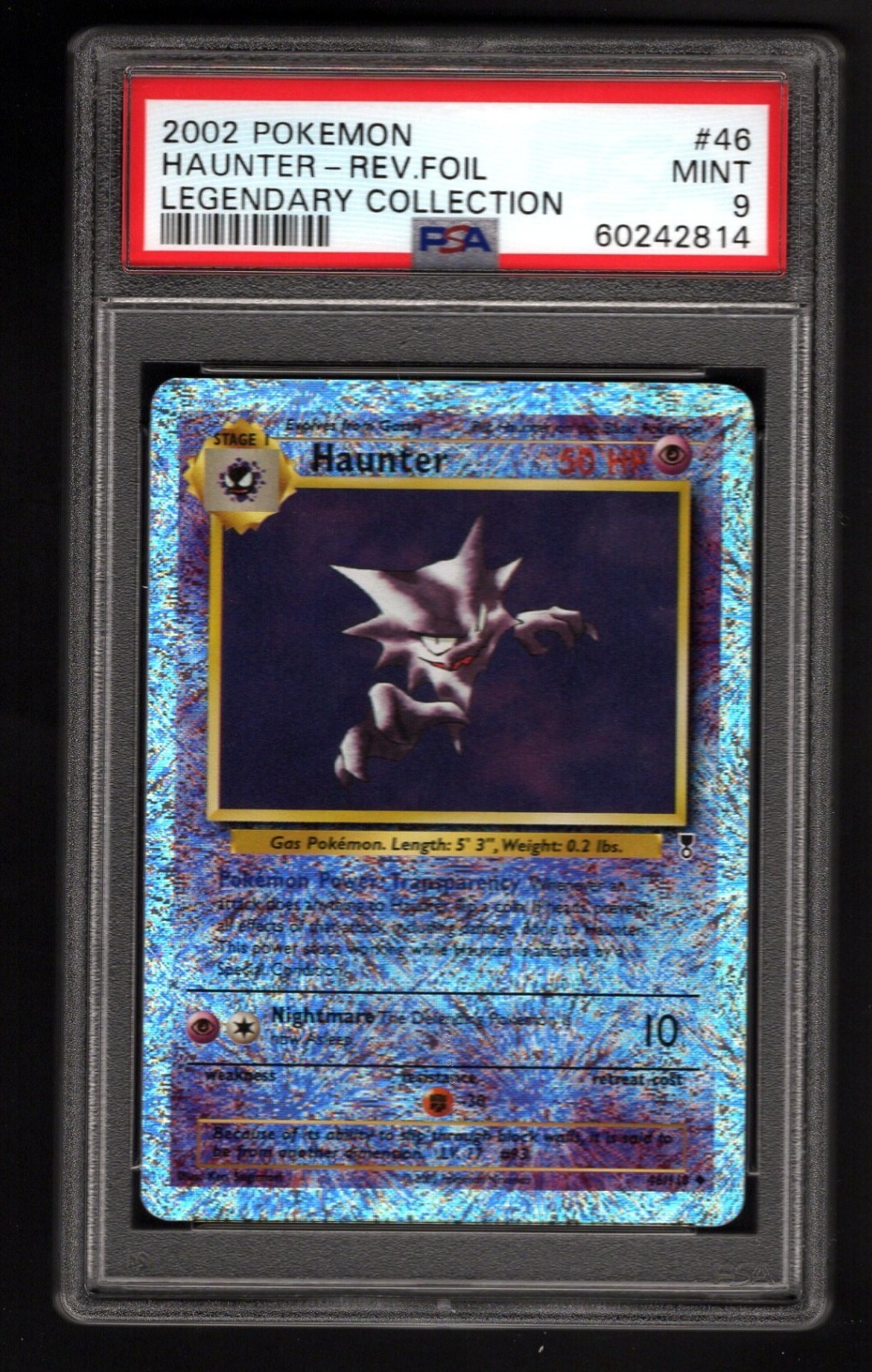 2002 Legendary Collection Haunter Reverse Holo #46 Pokémon PSA 9