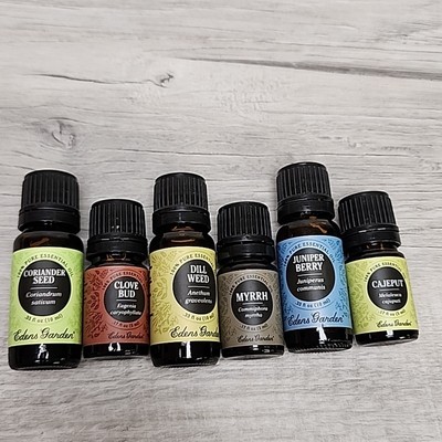 6 Eden' Garden Essential Oil 5/10ml Cajeput Myrrh Clove Juniper Dill Coriander