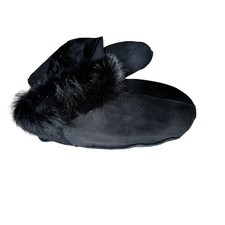 Neu mit Etikett Rizhikova Luxus schwarze Lammfell Hausschuhe (EU 39-40 / 26 cm)