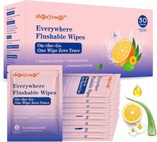  Free Duty Tax Thickened Flushable Wipes 30 Counts - ON-THE-GO Individually
