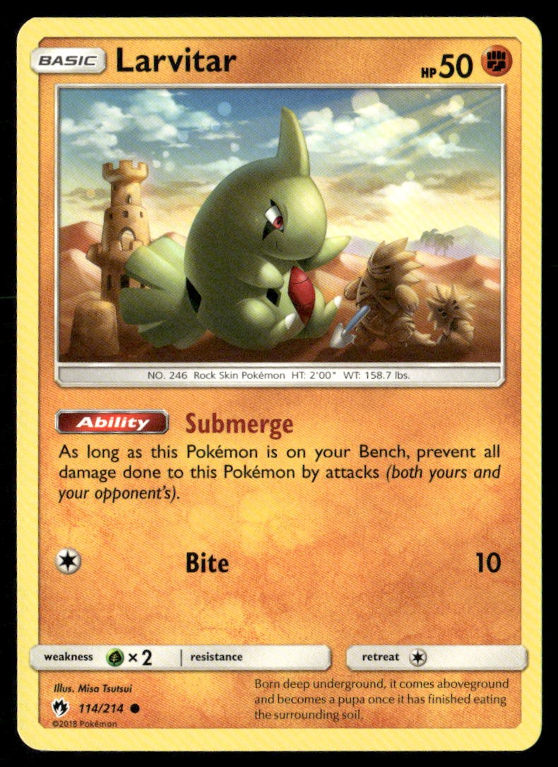 Larvitar 114/214 Common Lost Thunder Pokemon Near Mint