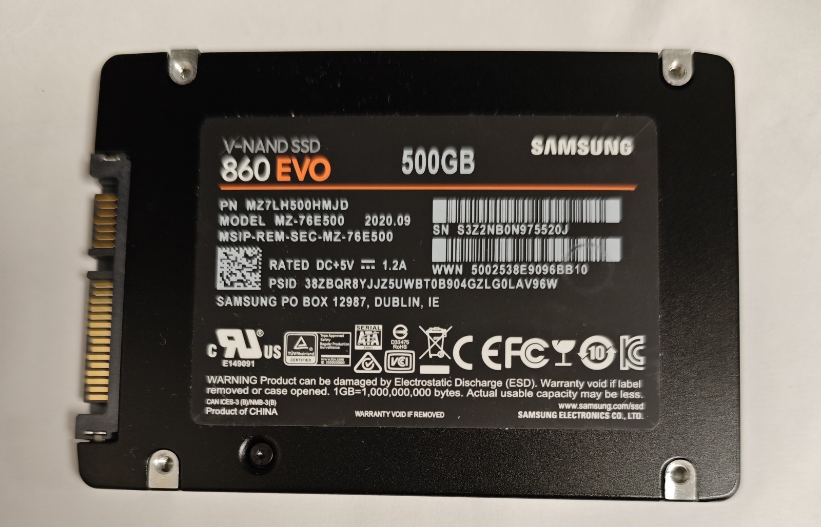 Samsung SSD 860 EVO 500 GB, 2.5" (MZ-76E500B/EU) Disco Rigido