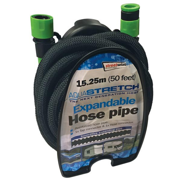 Streetwize - 15.25m Aquastretch Expandable Hose Pipe, Multi Use Garden Hose | Built In Carry Handle, Tap/Hose Connector, Integrated Storage Holder, Black Hose, Up to 3x Expansion, 900g Lightweight Design - Image 2