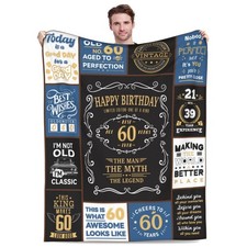 50x60 60th Birthday Blanket, 1965 Gift, Men, Dad, Papa, Grandpa, Husband