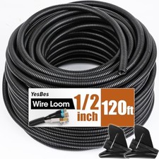 120 FT Wire Loom 1/2 Inch, Split Wire Loom Tubing Wire 1/2" x 120ft-Black