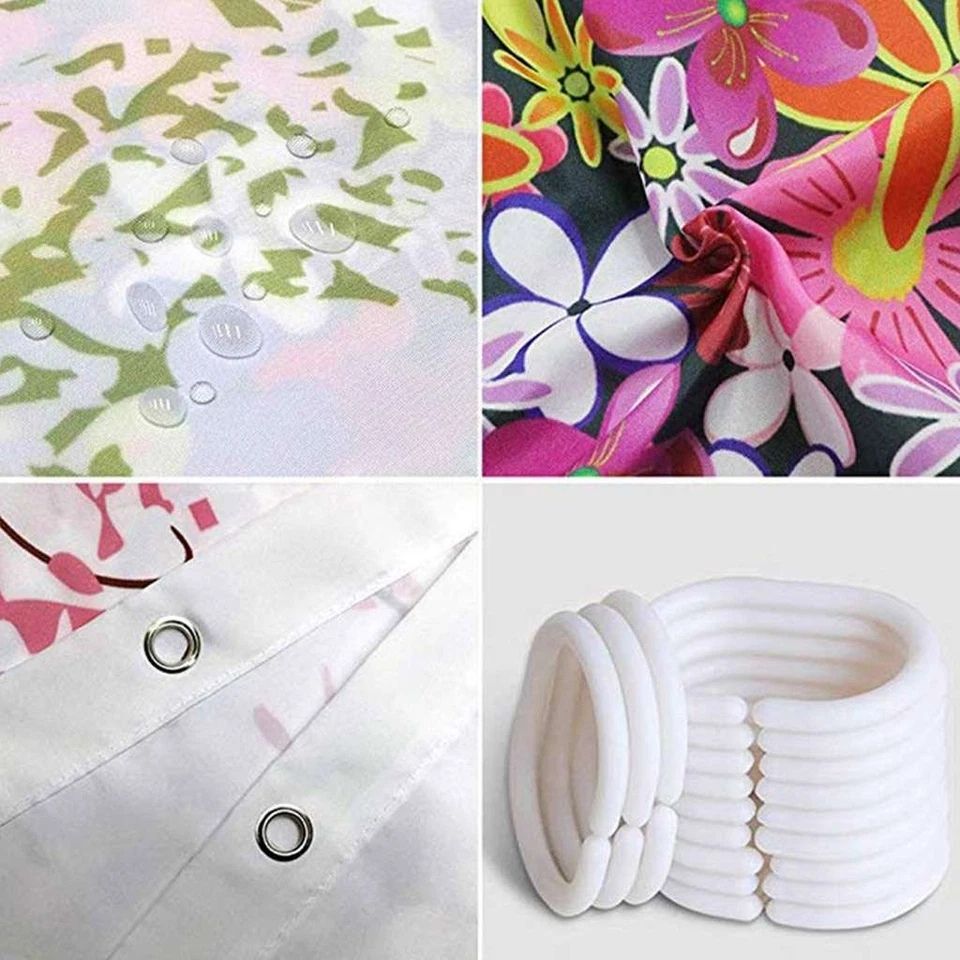 71"X71" Feliz Navidad Cortina de Ducha Baño Papá Noel Muñeco de Nieve Bañera Impermeable Foto 3 de 4