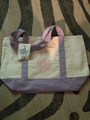 Trader Joe s Canvas Large Lavender  Bag Limited  New W/Tags