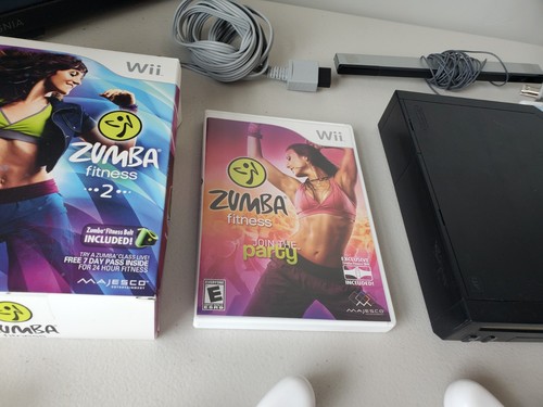 Pacchetto console Nintendo Wii nera con 7 giochi Nunchuck TESTATO!! Cintura Zumba - Foto 3 di 8