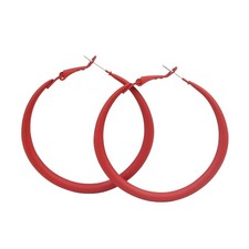 Matte Neon Colorful Round Circle Chunky Hoop Lightweight Drop Earrings red