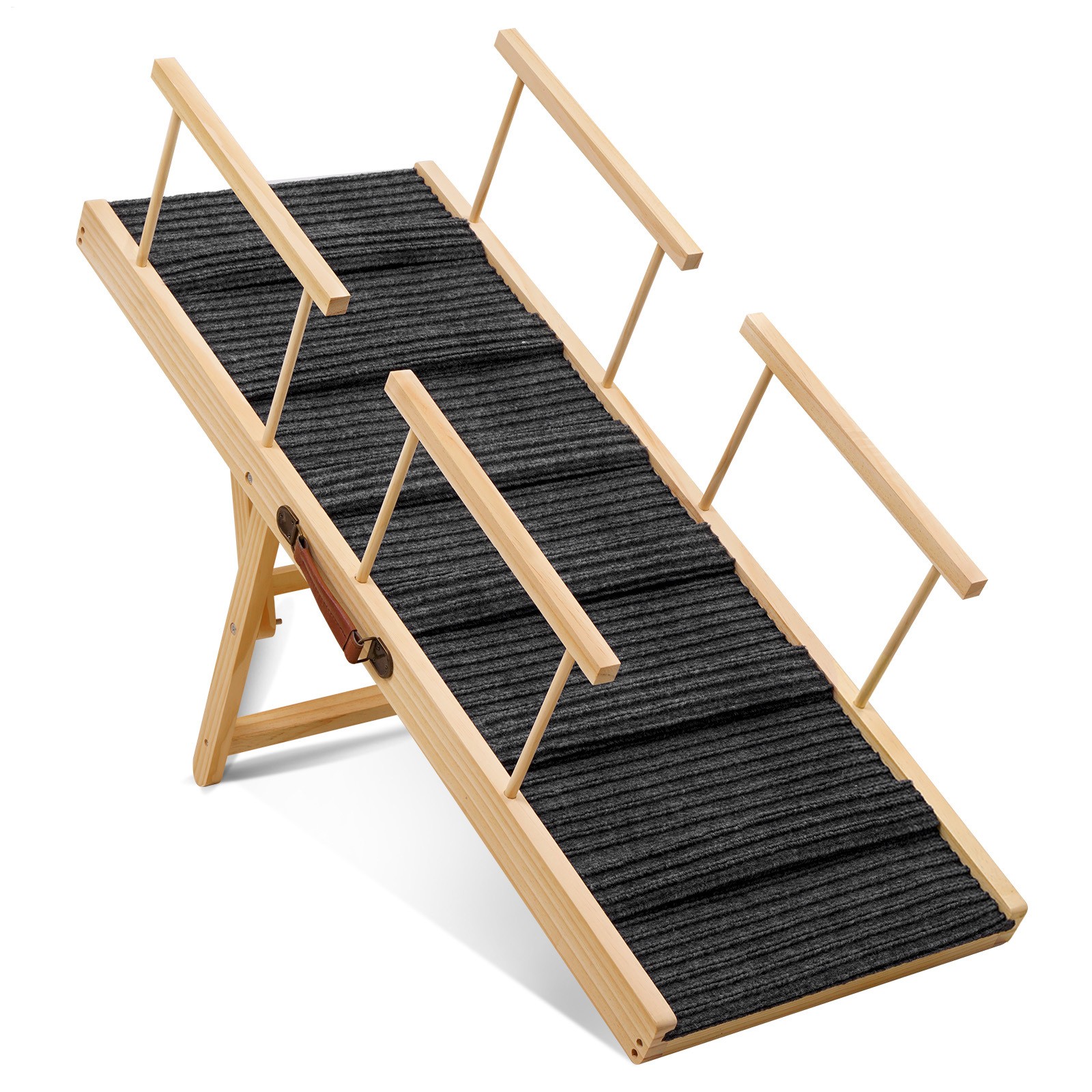 Folding Wooden Dog Ramp for High Bed Adjustable Pet Ramp Non-Slip Stair