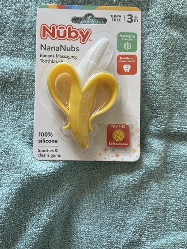 Nuby NanaNubs Banana Massaging & Clean Gum Toothbrush Silicone 3+ Months Old - Picture 1 of 2