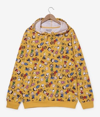 Peanuts Characters All Over Print Women s Hooded Hoodie Sweatshirt Size XL