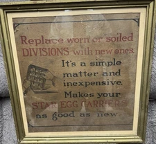 Antique Vintage Primitive Star Egg Carrier Division Replacement Framed Sign RARE
