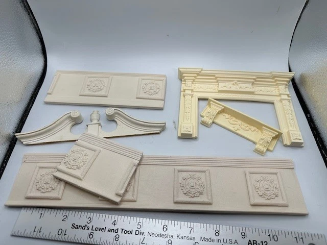 Lote de miniaturas para casa de muñecas escala 1/12 chimenea, estante y molduras de pared Foto 2 de 4