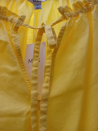 BNWT M & S Yellow Cotton Tiered Strappy Summery Sun Dress - Size 16 - Bild 3 von 5