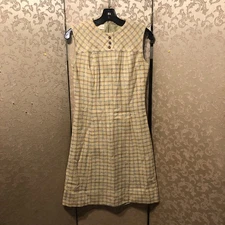 John Meyer of Norwich Vintage Yellow Beige Plaid Dress Size 6