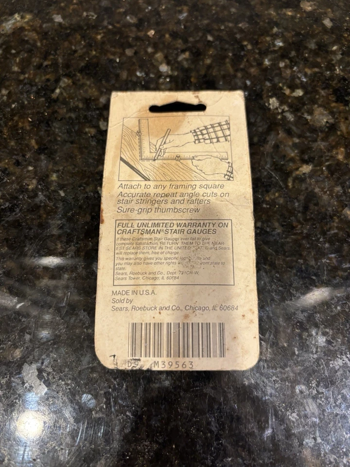 Sears Craftsman NOS Medidores de Escaleras Latón Sólido 9-39563 Marco Cuadrado Foto 2 de 2