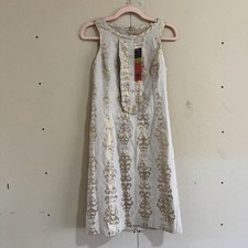 Tory Burch Maggie Dress, Gold Foil Jacquard Metallic Brocade, Size 2, NWT Flawed