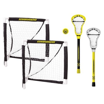 Warrior Mini Lacrosse Game Set 2 24'' Plastic Nets 2 20'' Mini Player Sticks