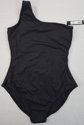 TA3 One Sidey Swimsuit Black One Shoulder Lace Up Corset XL Short NWT Beach 