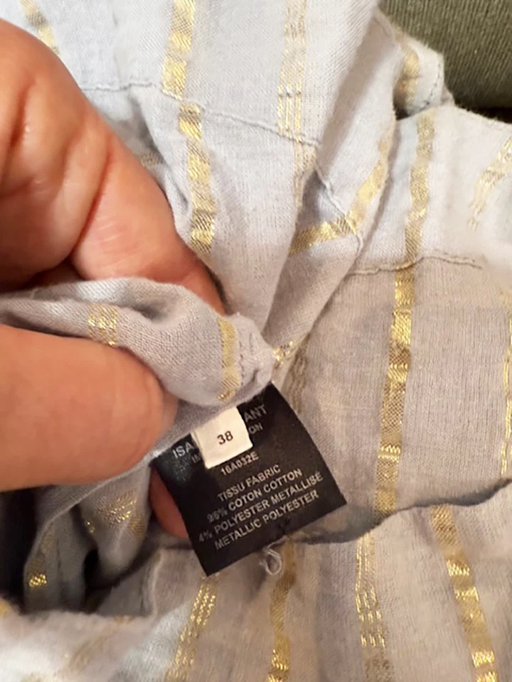 Top para mujer de diseñador Isabel Marant Etoile talla 10 38 FR a rayas grises y doradas Foto 4 de 4