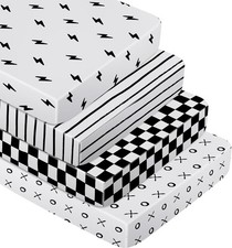4 Pcs Baby Crib Sheets for Boys Girls Super Soft Microfiber Baby Bassinet Sheets