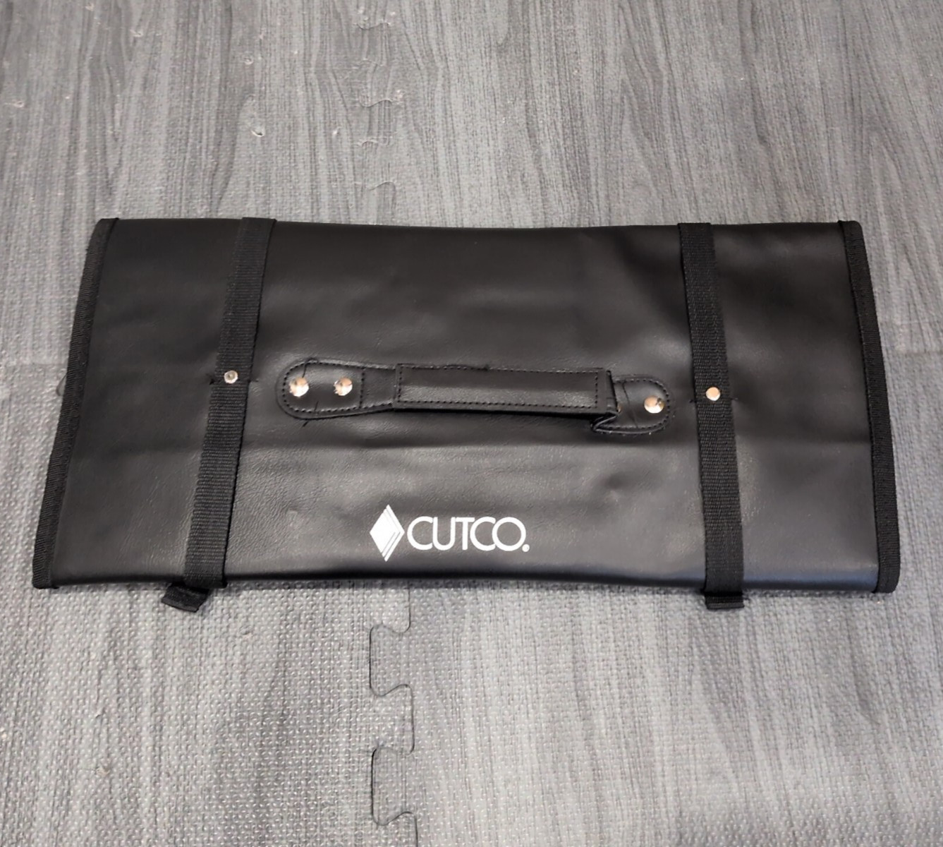 Cutco Black Knife Roll Travel Bag Lined FS207 11 Slots Faux Leather