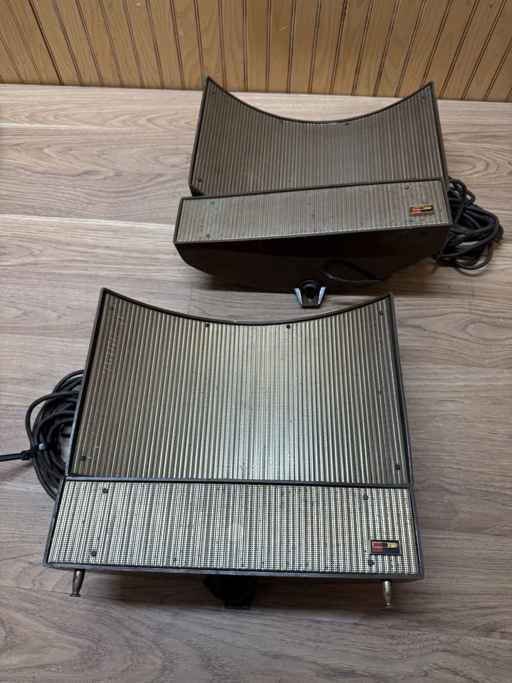 Dos altavoces giratorios electrostáticos PHILCO 1959 de colección MCM dorado y marrón Foto 2 de 4