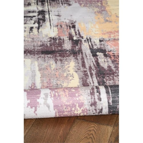 Linon Washable Klarna Polyester 3'x5' Rug in Ivory and Purple - Picture 5 of 7