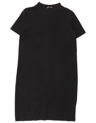 Zara Womens Trafaluc Shift Dress UK 14 Medium Black Cotton ED23