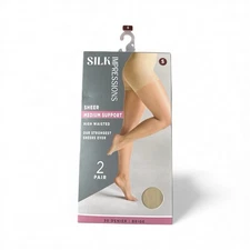 Silk Impressions Sheer Med. Support Pantyhose 2 Pack Size S Beige 30 Denier